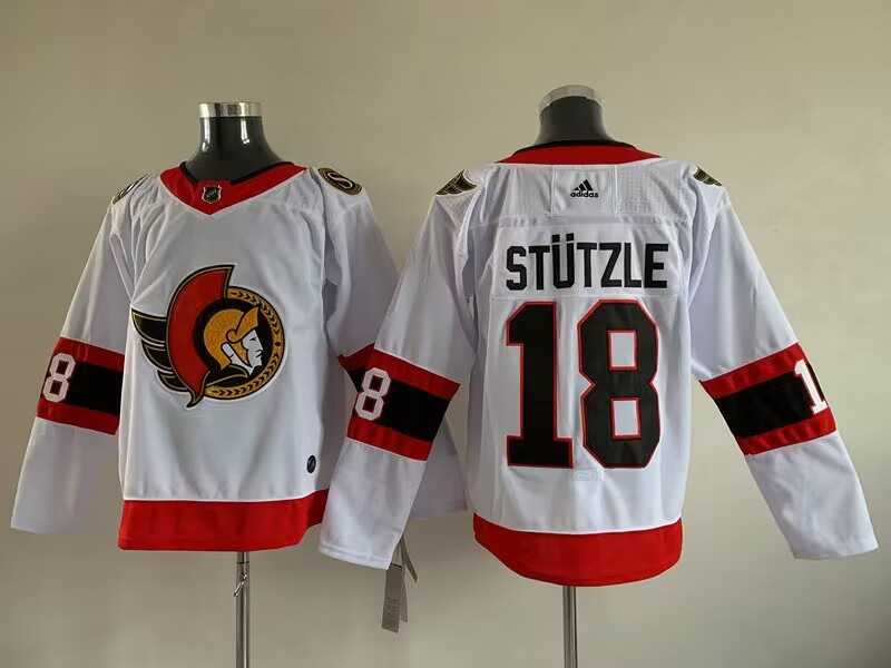 Men%27s Ottawa Senators 18 Tim Stutzle White Stitched jersey